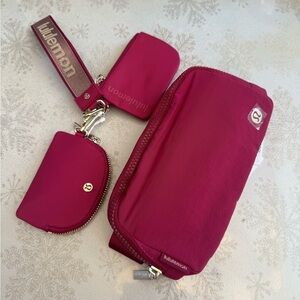 NWT Lululemon Athletica Berry Rumble Belt Bag and Wristlet Set